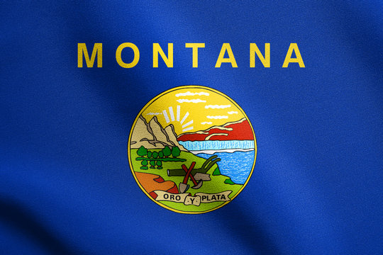 Flag of Montana waving with fabric texture