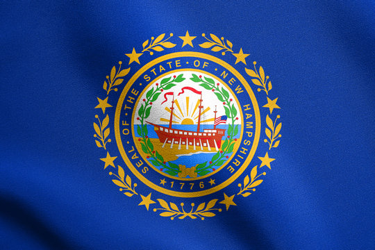 Flag of New Hampshire waving with fabric texture