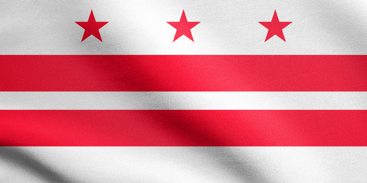 Flag of Washington, D.C. waving, fabric texture