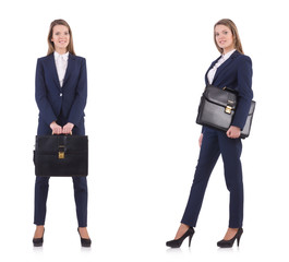 Businesswoman in suit isolated on white