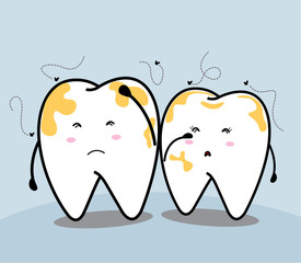 cute cartoon sad tooth 