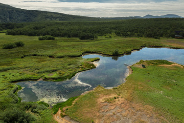 Fototapeta premium Khodutkinskiye hot springs. South Kamchatka Nature Park.