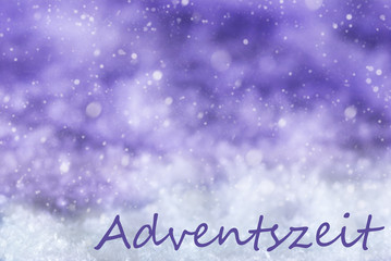 Purple Christmas Background, Snow, Snowflakes, Adventszeit Means Advent Season