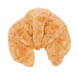 Fresh and tasty croissant on white background
