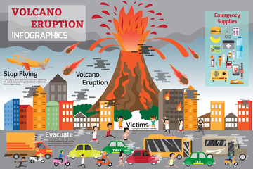 Volcano eruption infographics elements. Natural disasters that d © Love You Stock