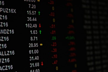 Fototapeta premium Business or finance background : Display of single stock future market data on monitor, single stock future market chart 