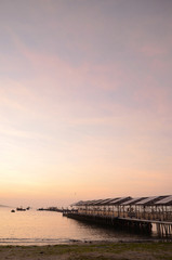 Fototapeta premium Fishing boats at sunset in Paracas, Peru
