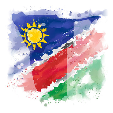 vectors map of Namibia  Watercolor paint
