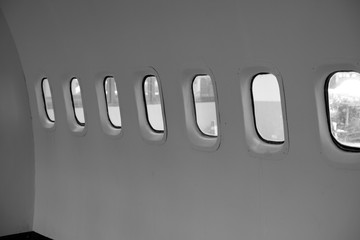 Windows of the white airplane 