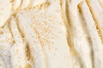 Vanilla ice-cream detailed macro texture.