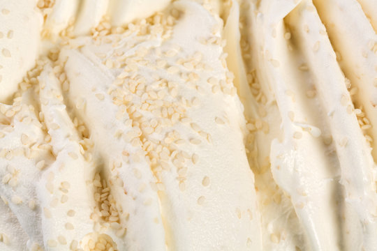 Vanilla ice-cream detailed macro texture.