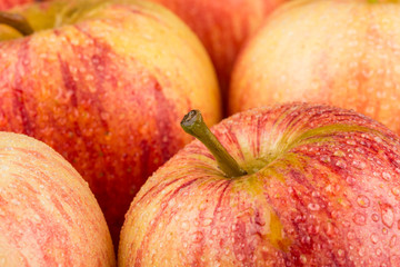 Wet apples with water drops