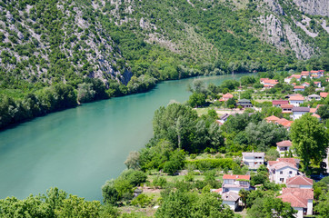 Naklejka premium View on Neretva river in Pocitelj, Bosnia and Herzegovina