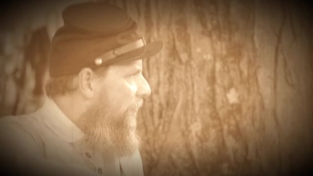 Profile of a Civil War soldier (Archive Footage Version)