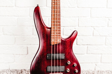 Rosewood bass electric guitar closeup