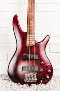 Rosewood bass electric guitar closeup