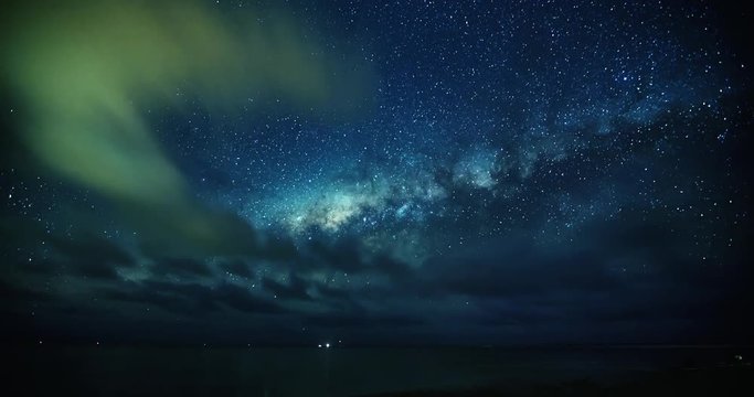 Time lapse of stars moving across the night sky, space astrophotography