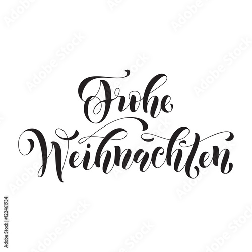 Holly schriftzug frohe beschriftung weihnachts blumendekoration vektoren acebo baya letras "Frohe Weihnachten german Christmas greeting card" Stock image and