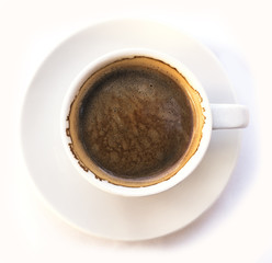 Photo of black coffee cup on white background