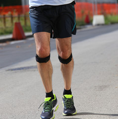 Fototapeta na wymiar runner during the race with the bandage