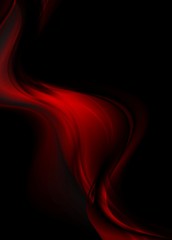 Abstract red smooth waves on black background