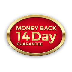 14 day money back guarantee golden badge, vector