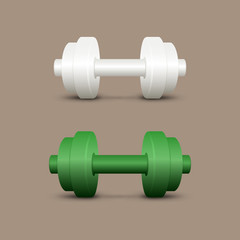 White and green dumbbells