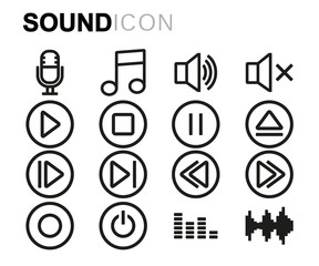 Vector black line sound icons set