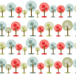 seamless simple trees pattern on white background. icon and symbol in Vector Illustration.