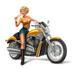 Fototapeta na wymiar girl and a motorcycle