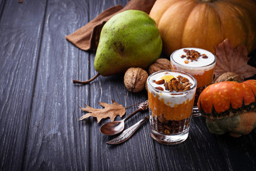 Dessert  with pumpkin and granola