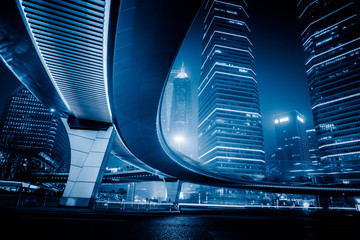 night scene of lujiazui financial district,shanghai,china.