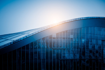 Fototapeta premium detail of modern building,blue toned,china.