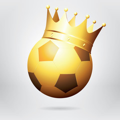Golden Football / Soccer Ball With Crown. Photo-realistic Vector Illustration