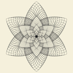 vintage graphic rosette in ivory and black