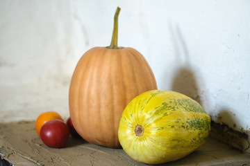 pumpkins, tomatoes, harvest, fall, food, vegetables, natural product
