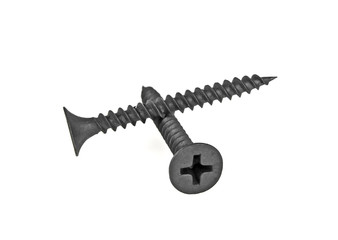 New strong black screws isolated on a white background