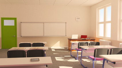 The interior of classroom (3D rendering) 