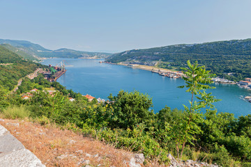 Aerial panoramic view to the seaport in Croatia