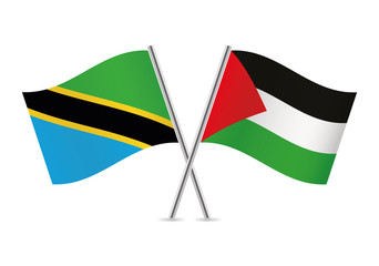 Tanzania and Palestine flags. Vector illustration.