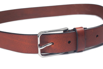 Brown belt in white background
