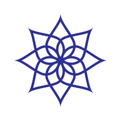Circular pattern. Geometric icon. Seven pointed star on white background. Modern style. Vector illustration. Simple symbol.Mandala. Lotus.Logo. Fashion graphic design. Smooth shape.