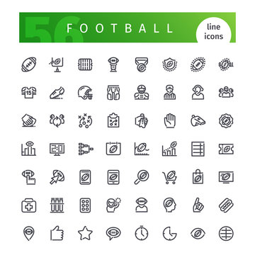 American Football  Line Icons Set