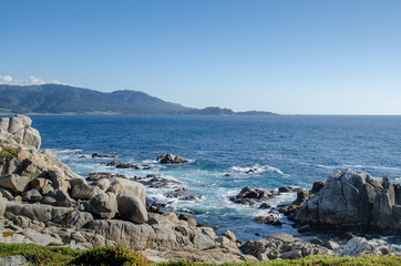 Fototapeta na wymiar Coastline along the 17 Mile Drive in Pebble Beach of Monterey P