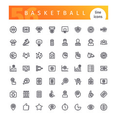 Basketball Line Icons Set
