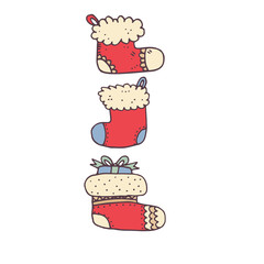 Three red Christmas sock
