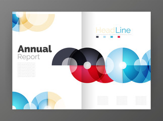 Transparent circle composition on business annual report flyer