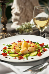 The dish is a delicacy of the scallops.