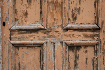 Wooden door, old lock, wood texture