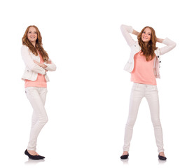 Young woman isolated on the white background
